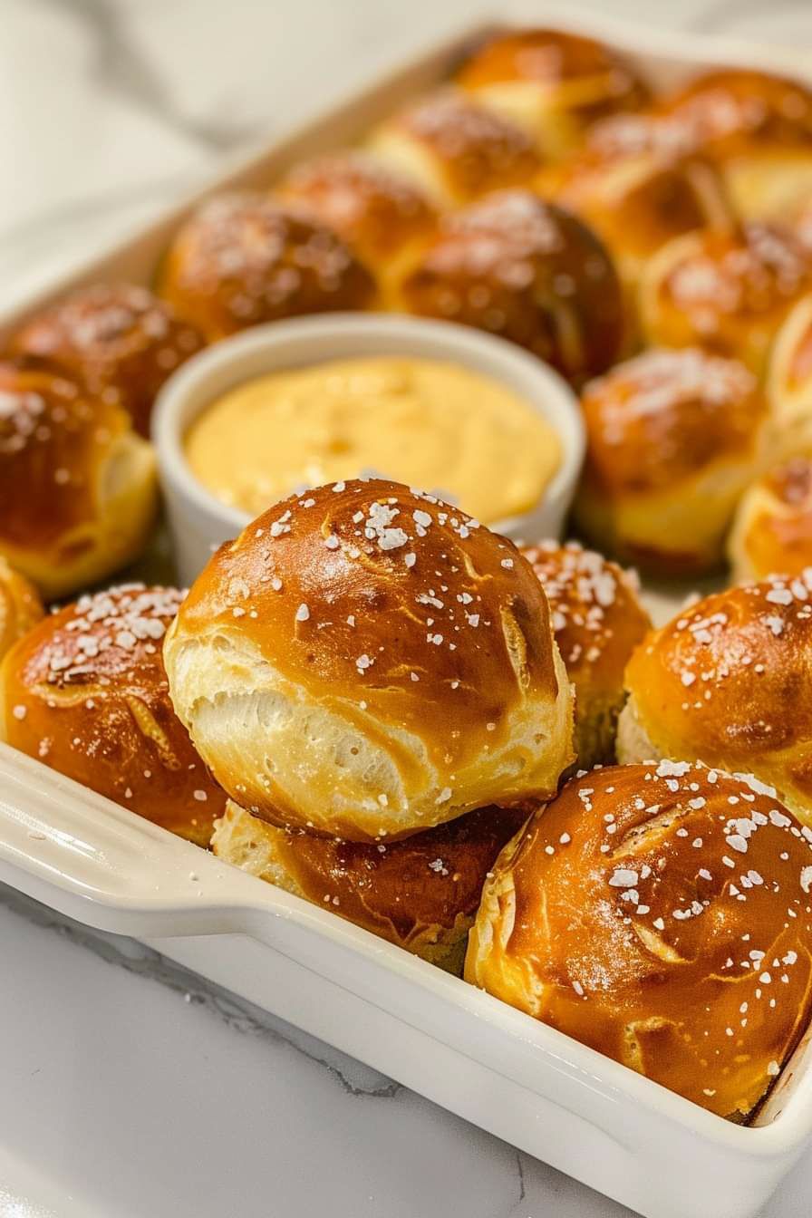 Pretzel Bites with Cheddar Cheese Sauce