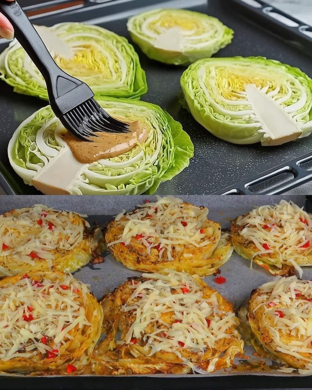 Baked Cabbage with Cheese and Creamy Sauce