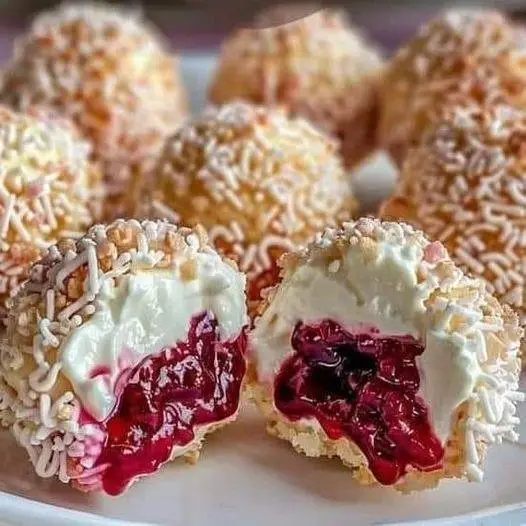 Delicious Pastry Balls Filled with Cream and Berries: A Perfect Treat for Any Occasion