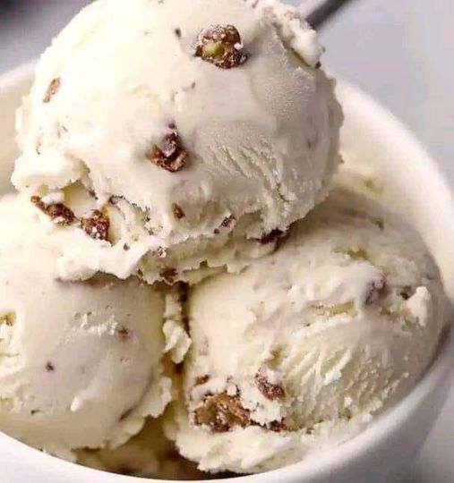 Homemade pecan ice cream