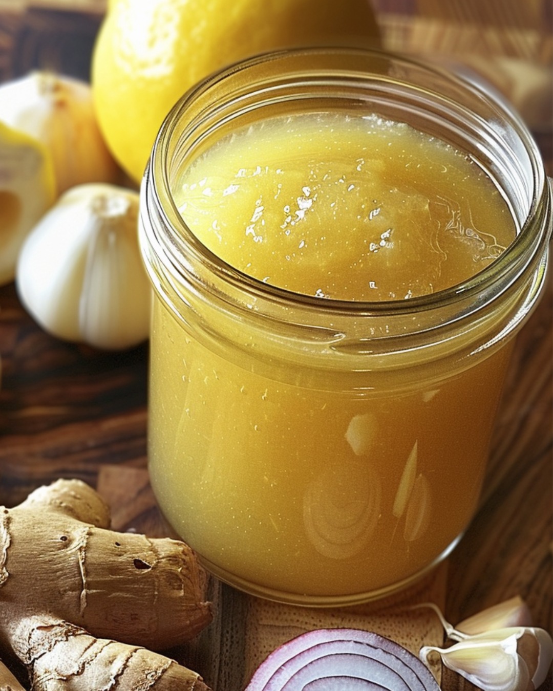 Ginger, Onion, Garlic, Lemon Juice, and Honey Blend