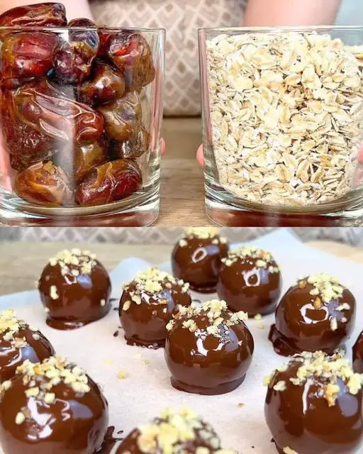 No-Sugar Date and Oat Balls Coated in Dark Chocolate