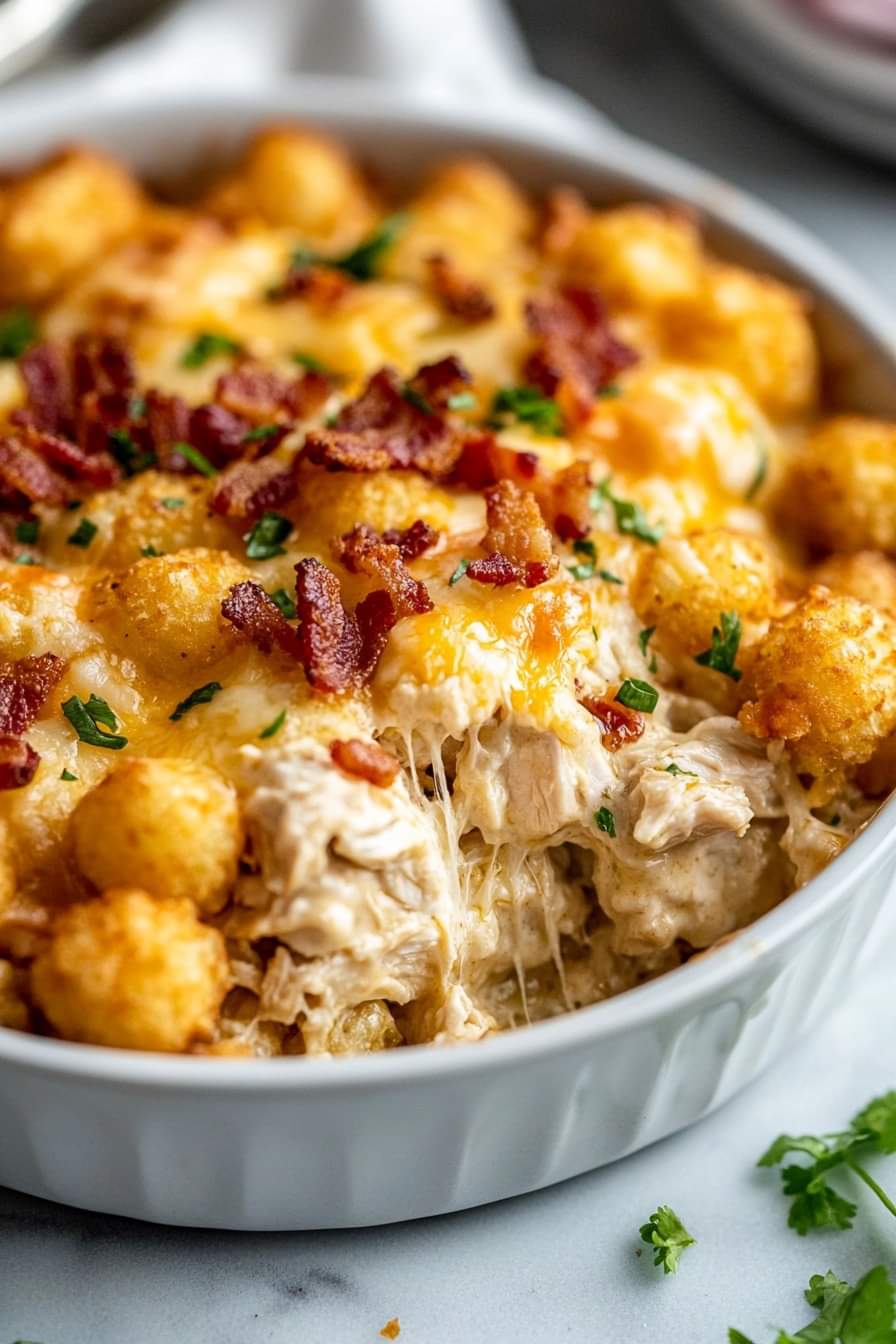 Chicken Bacon Ranch Tater Tot Casserole