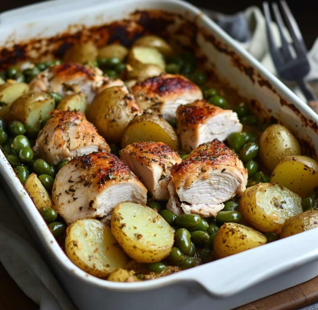 Italian Chicken, Potato, and Green Bean Bake: A Flavorful and Hearty One-Pan Meal