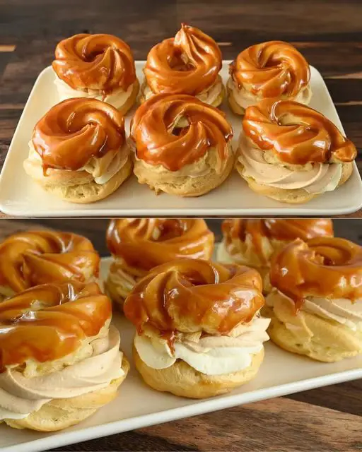 Classic Cream Puffs with Caramel & Vanilla Cream