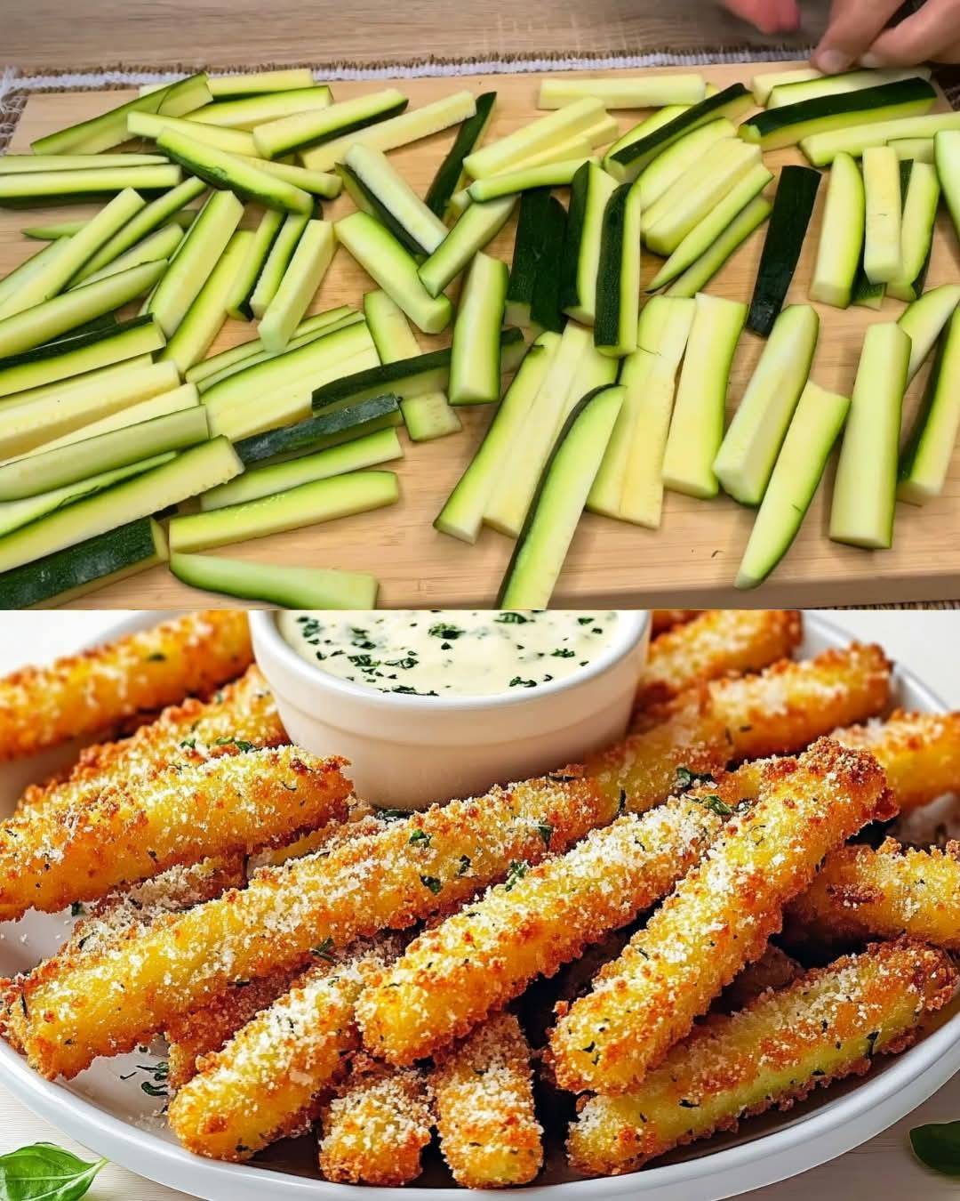 Crispy Zucchini Fries with Garlic Yogurt Dip