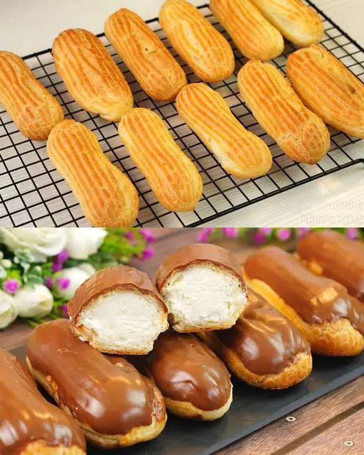 Classic Choux Pastry with Cream Filling and Chocolate Glaze