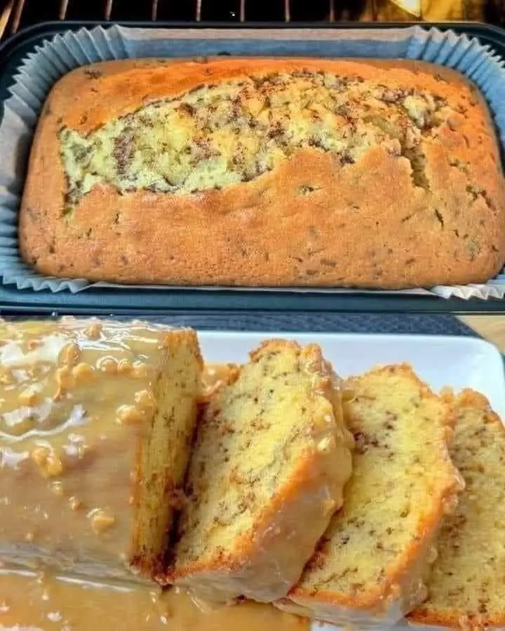 Marbled Banana Bread with Caramel Glaze Recipe