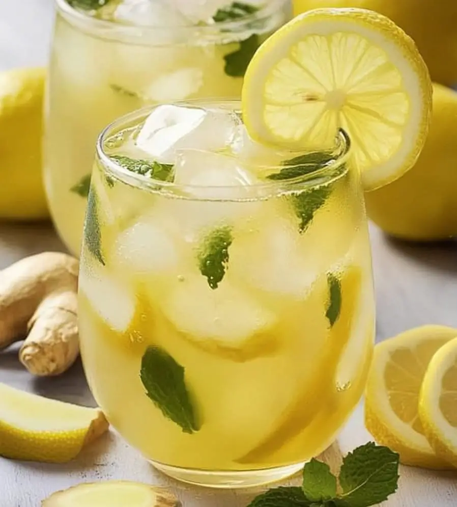 Lemon Ginger Iced Green Tea with Honey