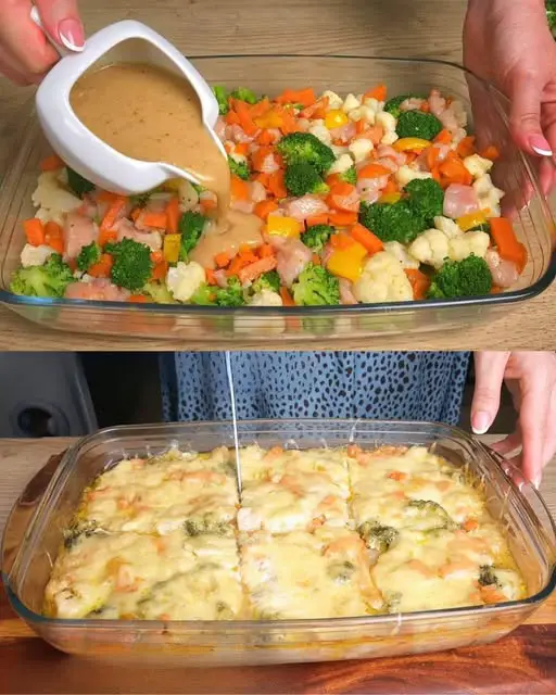 Cheesy Layered Chicken and Potato Casserole