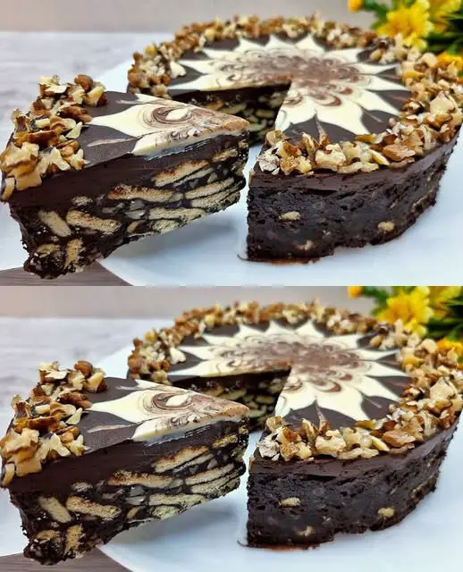 Quick and Irresistible No-Bake Chocolate Walnut Cake