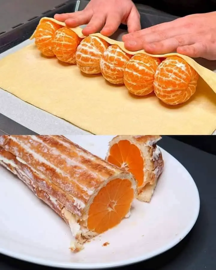 Tangerine Puff Pastry Dessert With Refreshing Mandarin Beverage - Pst 