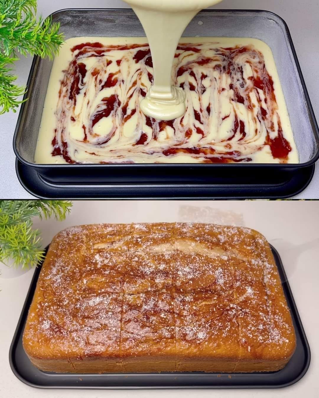 Vanilla Yogurt Cake with Strawberry Jam and Coconut