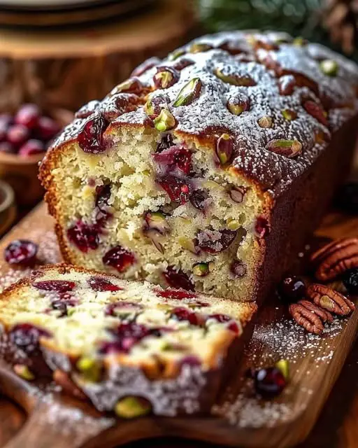 Holiday White Chocolate Cranberry Pecan Pistachio Bread