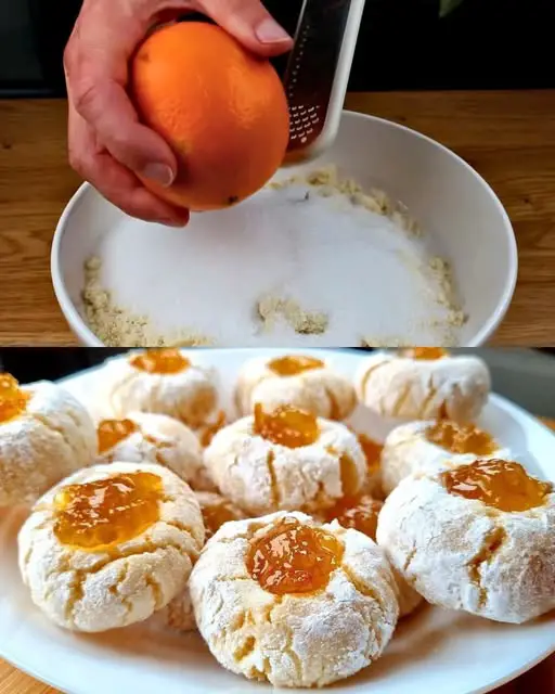 Orange Almond Thumbprint Cookies