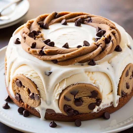 Delicious Chocolate Chip Cookie Dough Ice Cream Cake