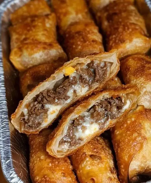 Egg rolls filled with Philly cheesesteak