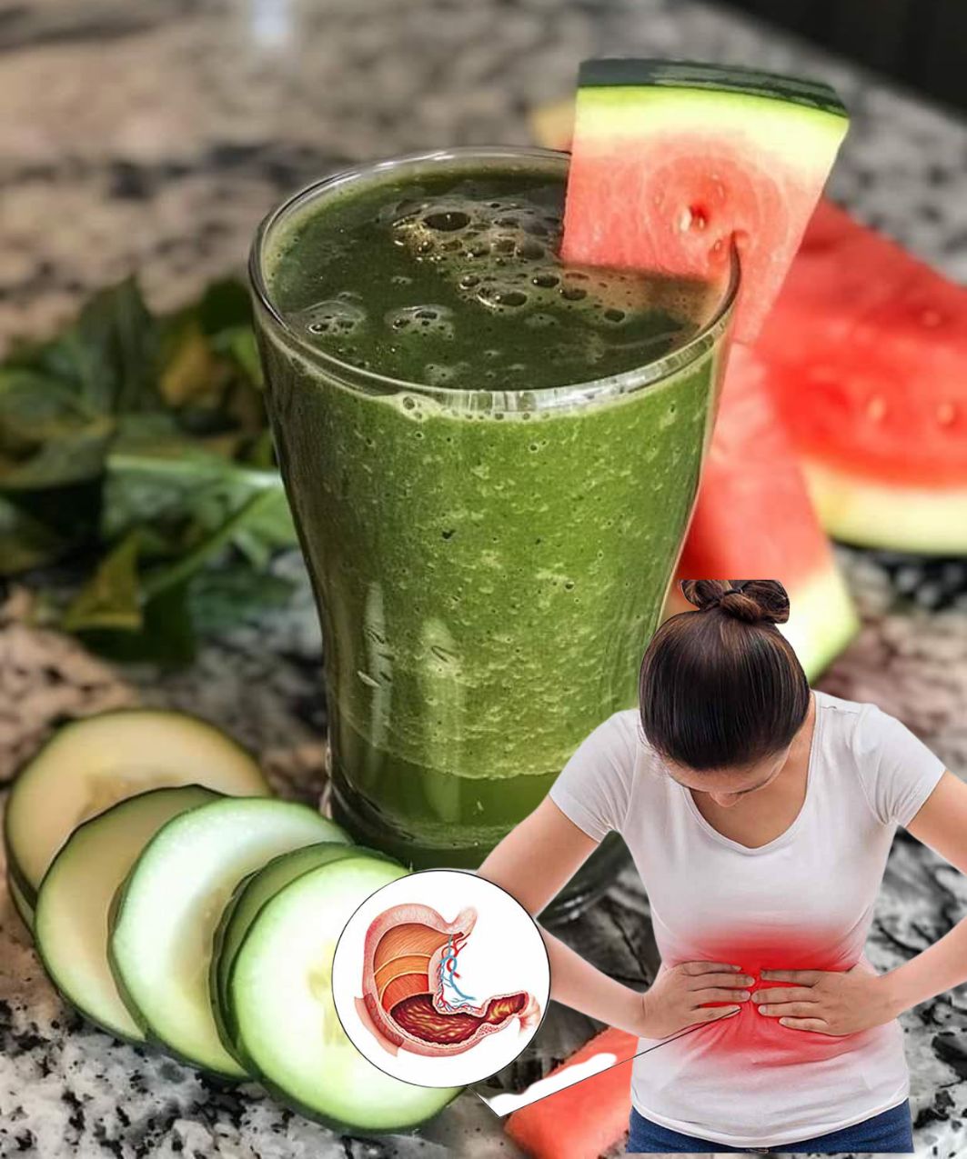 Heal Your Stomach Naturally:  Green Watermelon Smoothie