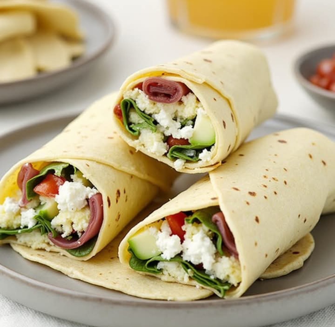 delicious Breakfast Wraps with Spinach and Feta recipe: