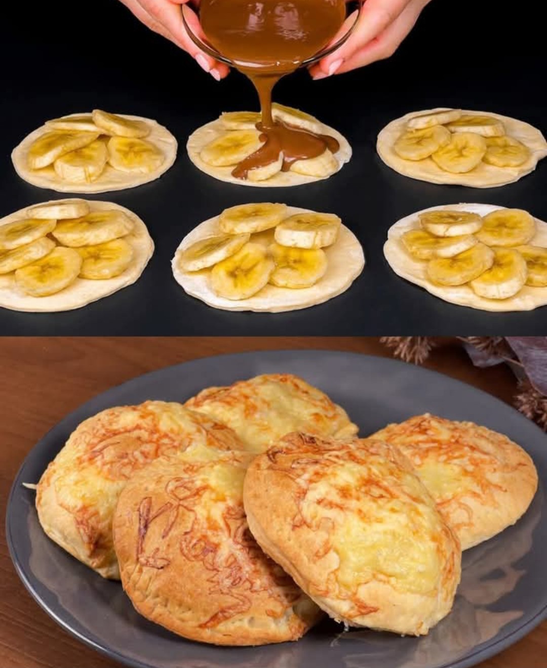 Banana and Cheese Puff Pastry with Dark Chocolate Dip