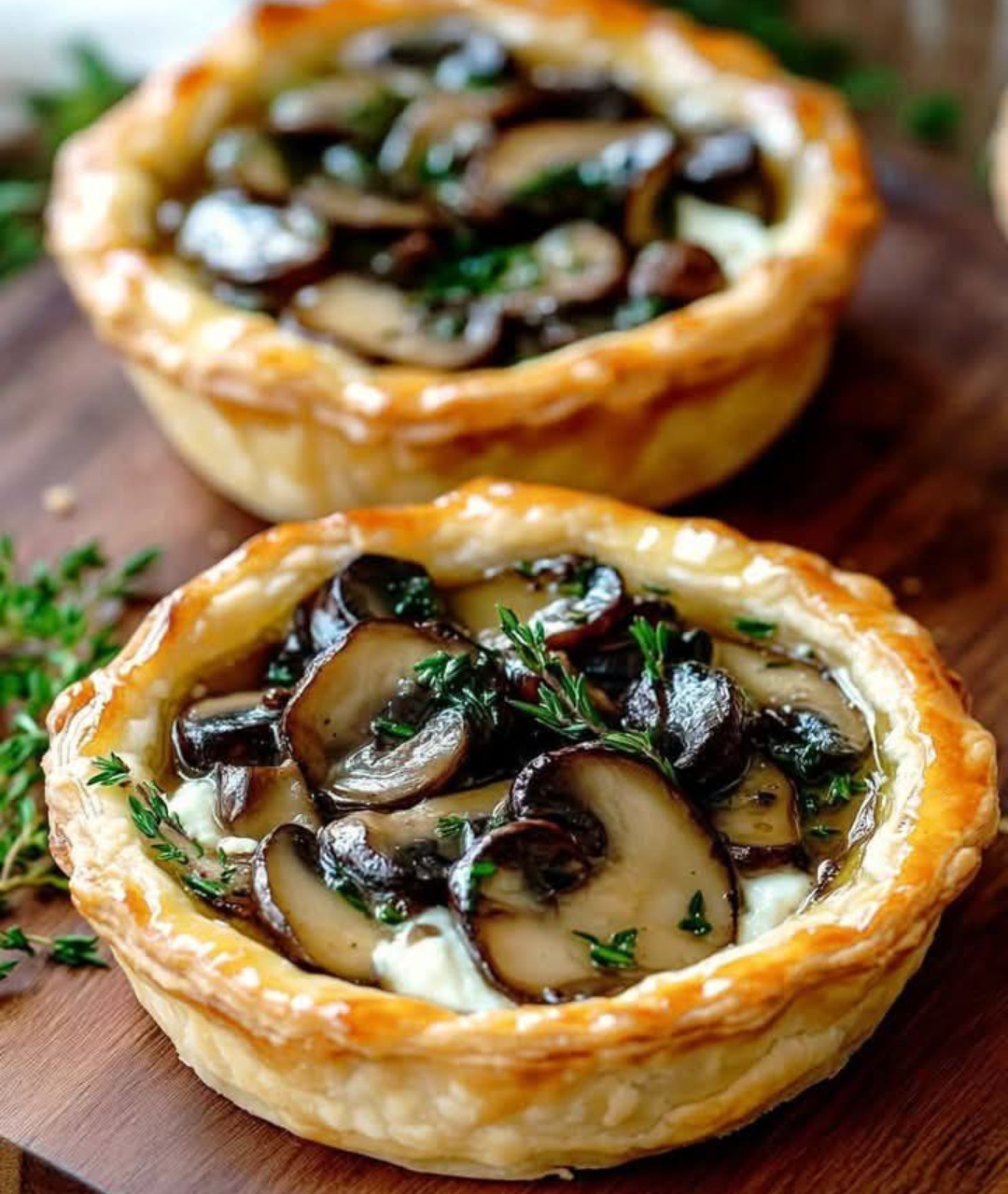 Golden Herbed Mushroom Tarts