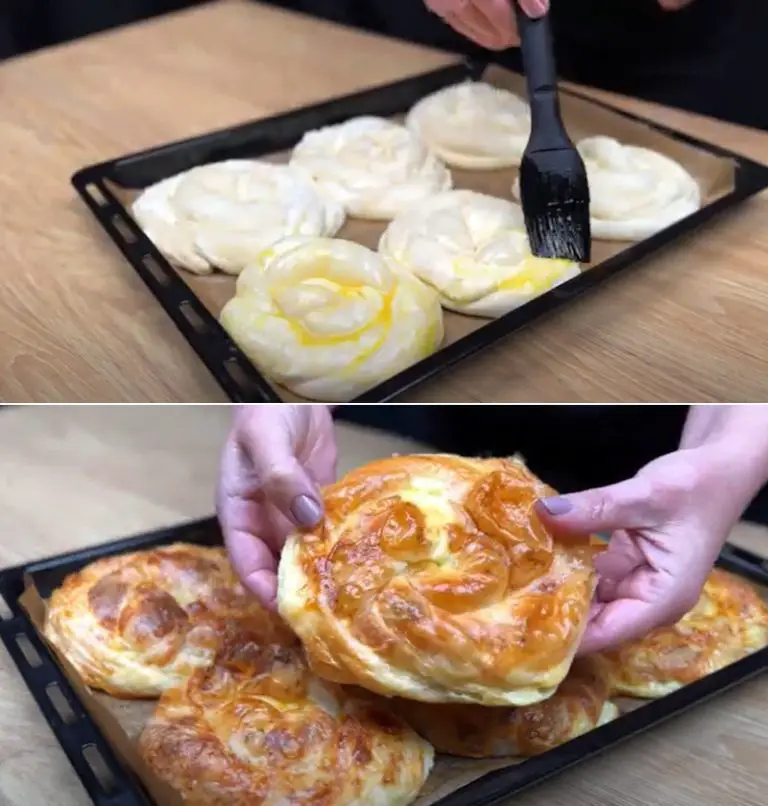 Elegant puff pastry roses with chicken and cheese