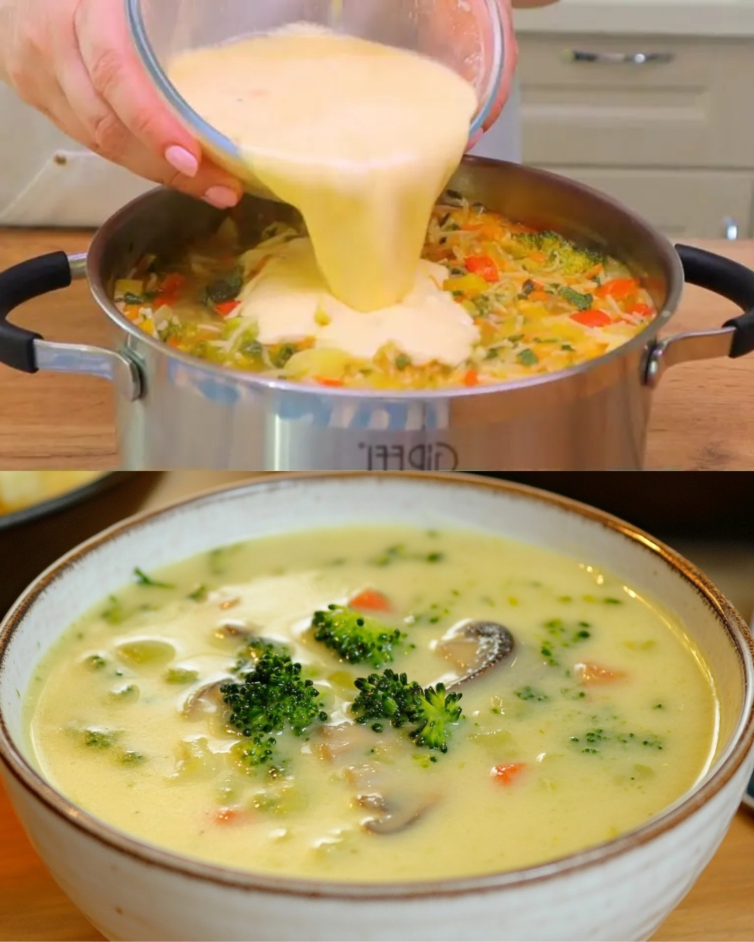 Best Creamy Broccoli Soup with Garlic Herb Bread