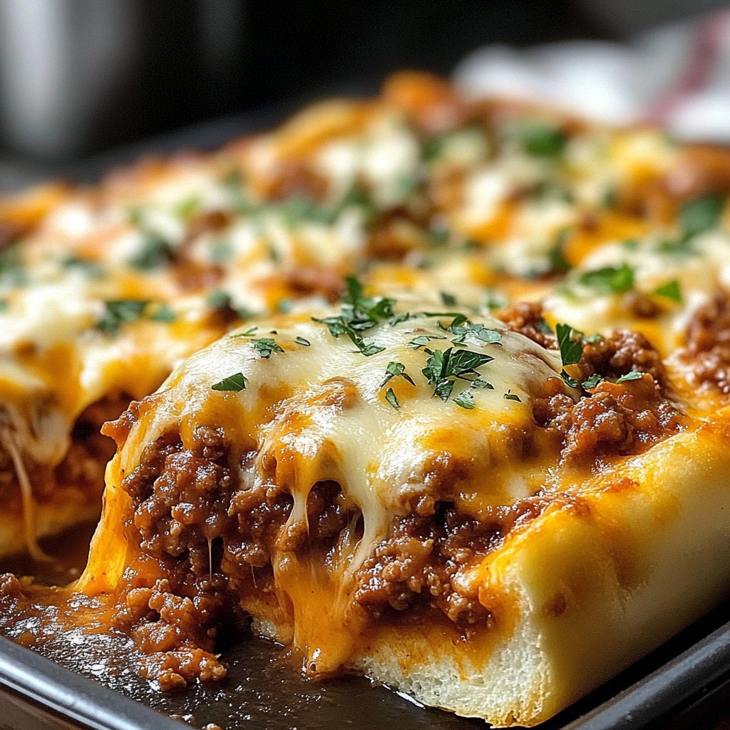 Garlic Bread Cheesy Sloppy Joe Bake