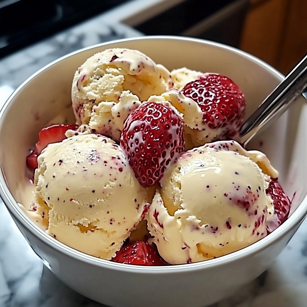 Home Made Strawberry Vanilla Bean Ice Cream