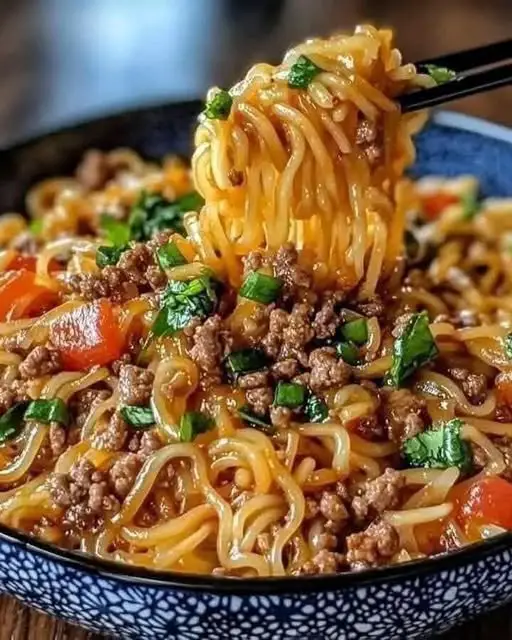 Mongolian Ground Beef Noodles