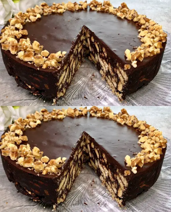 Quick and Irresistible No-Bake Chocolate Walnut Cake