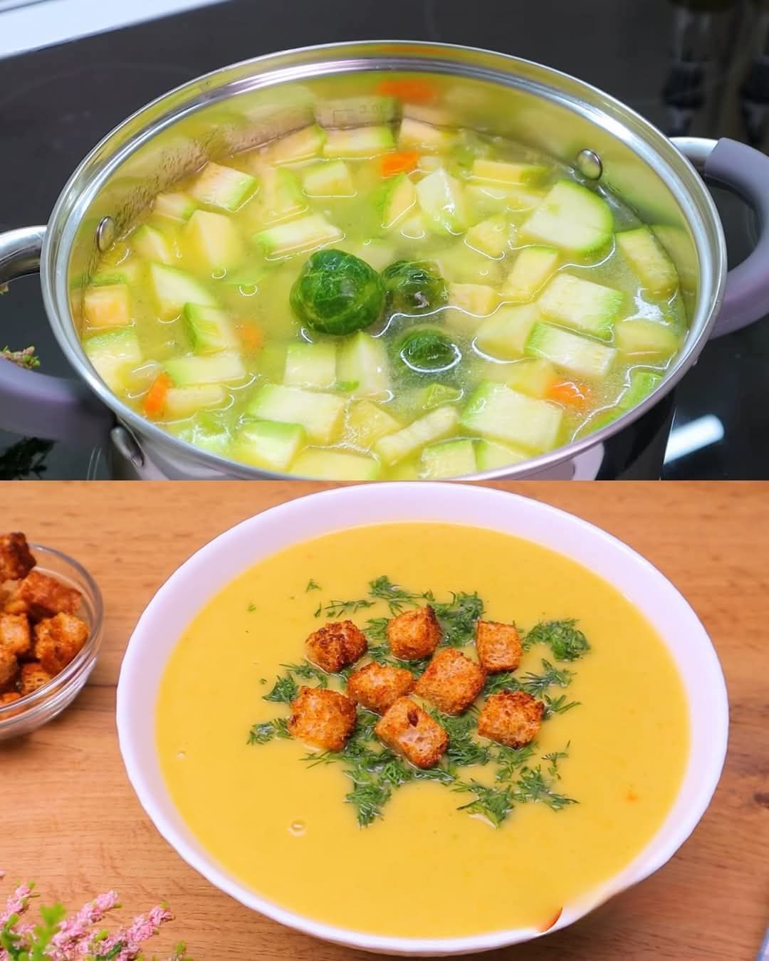 Delicious Vegetable Soup with Homemade Croutons