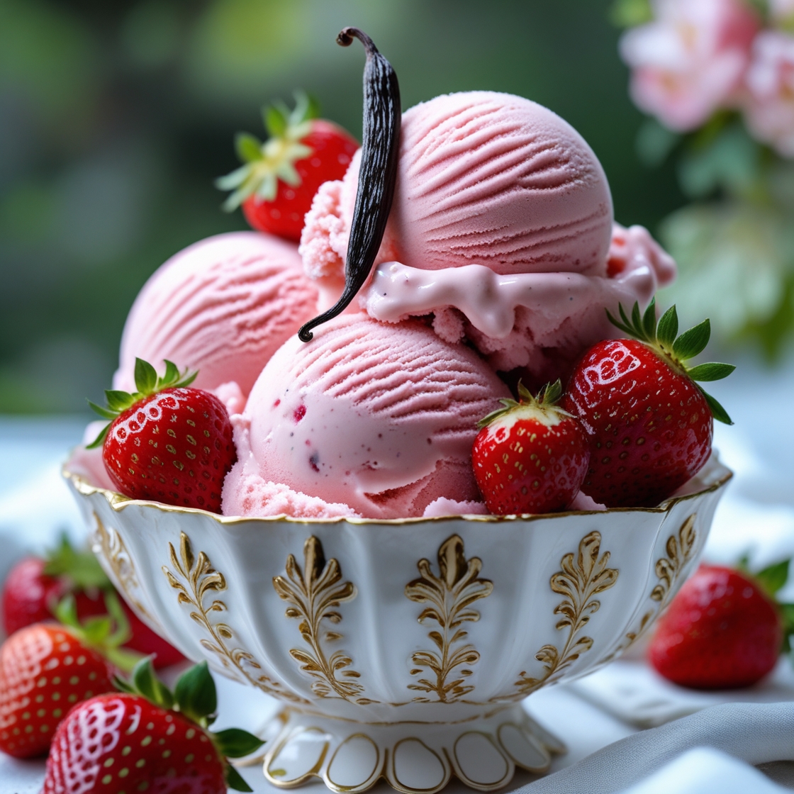 Strawberry Vanilla Bean Ice Cream Recipe