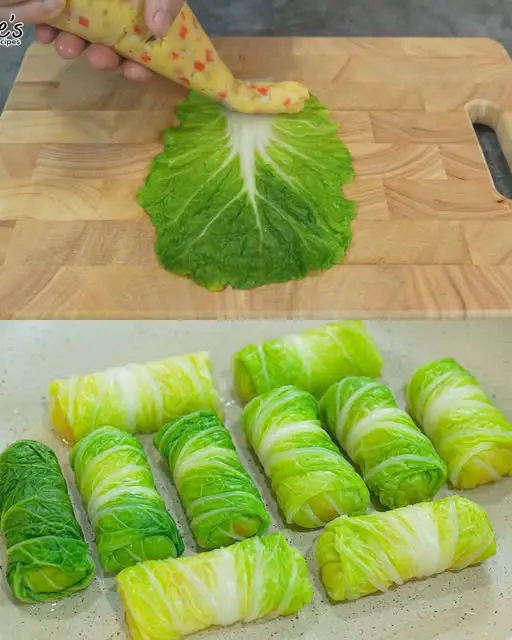 Chinese Cabbage Wraps with Vegetable Filling