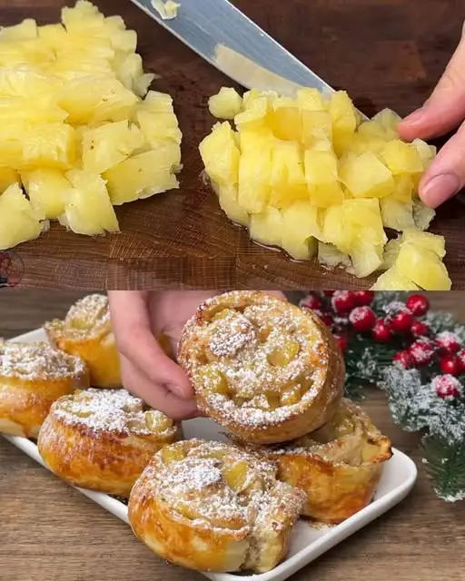 Pineapple Cinnamon Pastry Twists with Rose-Infused Tea