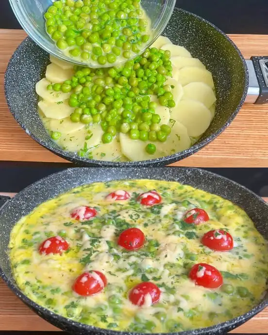 Easy Cheesy Potato and Pea Bake