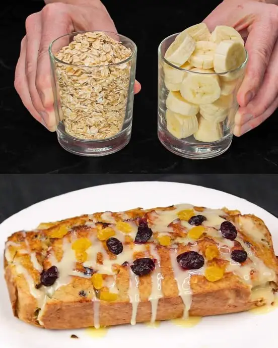 Oatmeal Banana Bake with Cranberries and Raisins