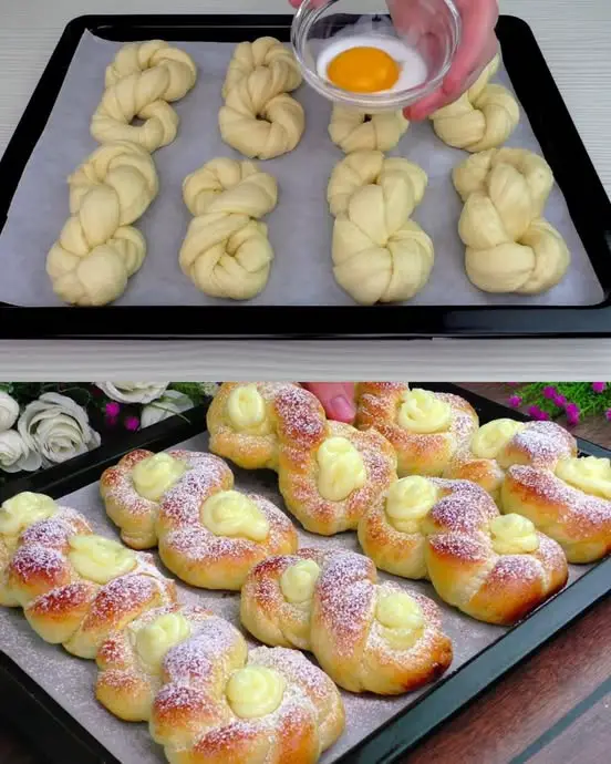 Sweet Bread with Cream Filling Recipe