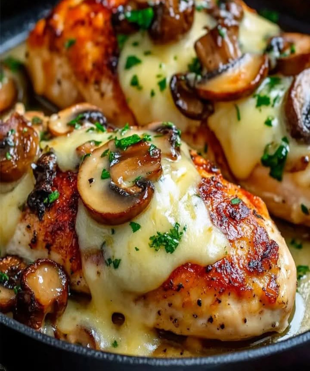 Garlic Mushroom Chicken with Mozzarella and Parmesan