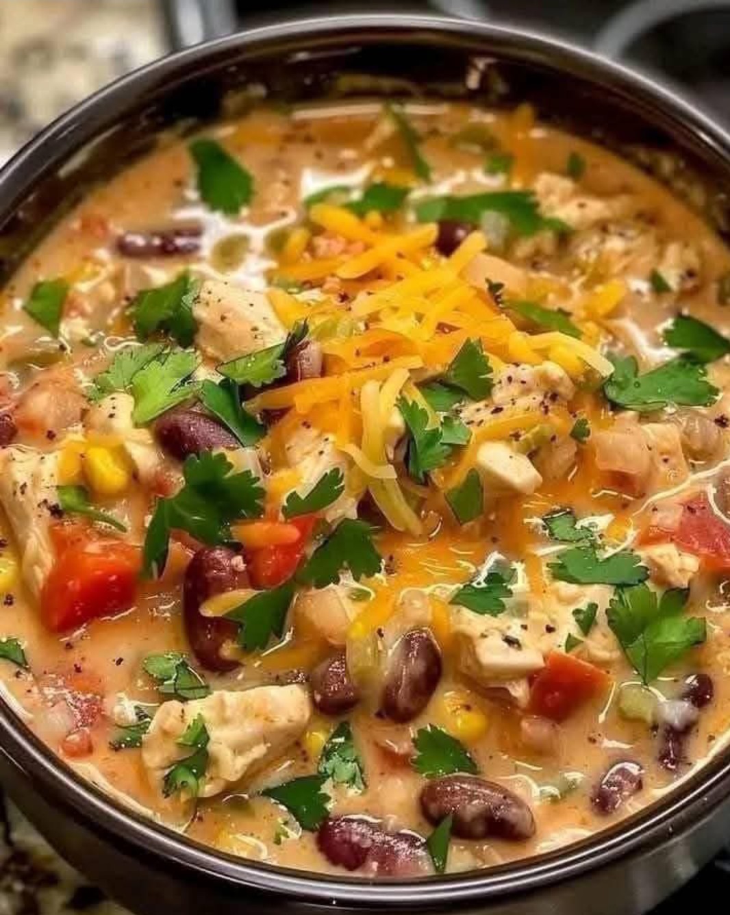 Crockpot Cream Cheese Chicken Chili