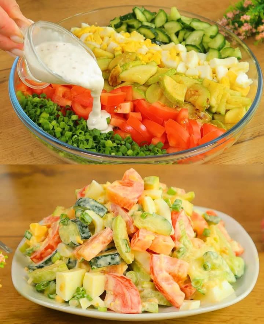 Vegetable Salad with Garlic, Yogurt Dressing, and Zucchini