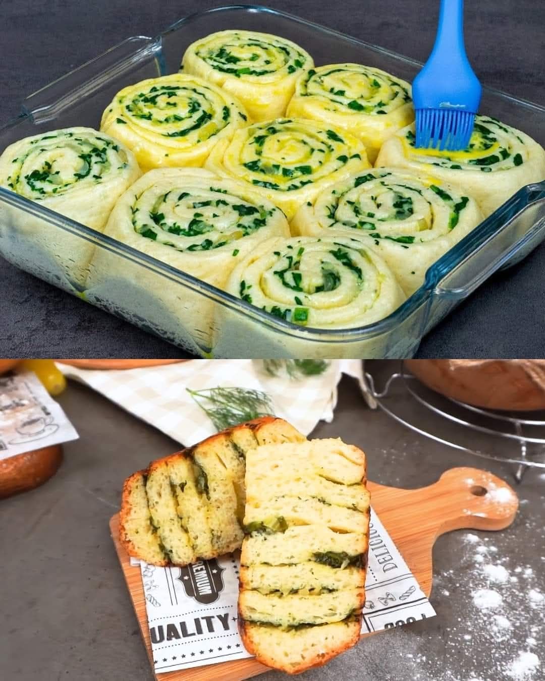 Spinach and Parmesan Stuffed Buns