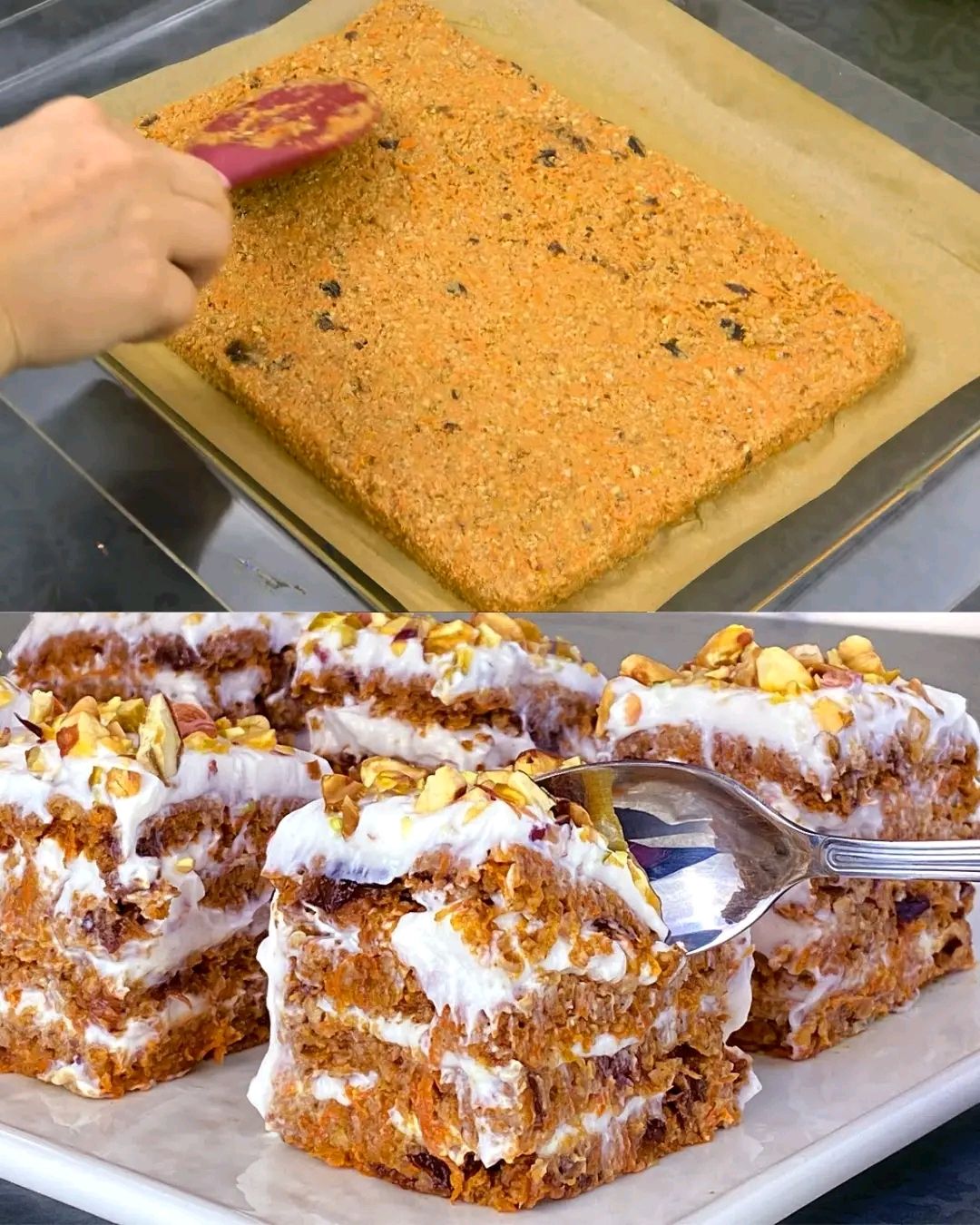 Carrot and Prune Bars with Ricotta Yogurt Cream