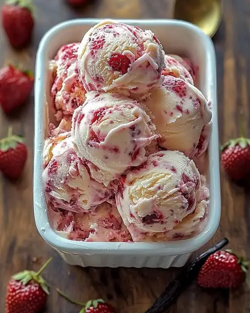 *Strawberry Vanilla Bean Ice Cream*