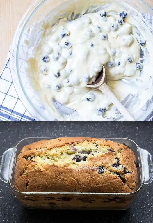 Italian yogurt cake with 380 g blueberries, baked in 1 hour