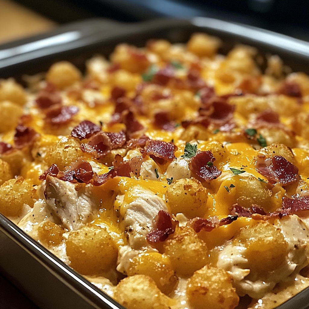 Chicken Bacon Ranch Tater Tot Casserole