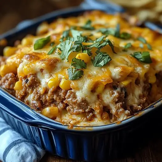 This Mexican White Trash Casserole is the ultimate cheesy, crunchy, and comforting dish!