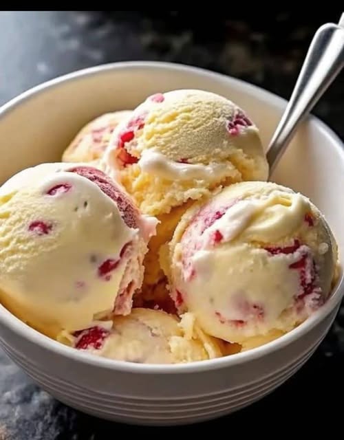 Homemade Strawberry Vanilla Bean Ice Cream