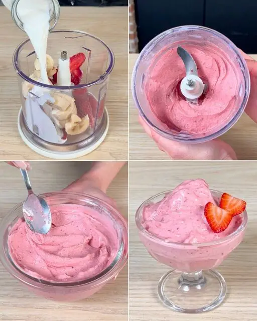 Vegan Strawberry Almond Butter Ice Cream (5 minutes)