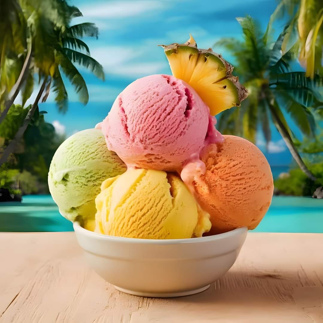 Here’s a refreshing recipe for Tropical Fruit Mix Ice Cream: